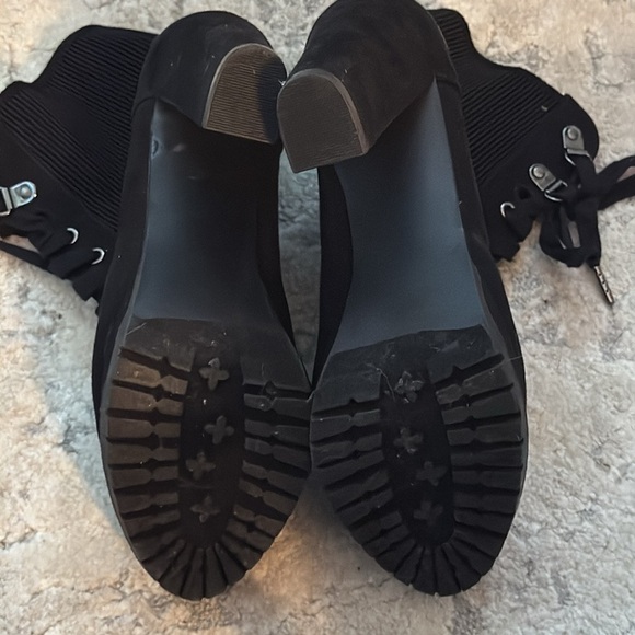 JustFab Ayah lace-up black faux suede heel booties Sz‎ 8 - Picture 9 of 11